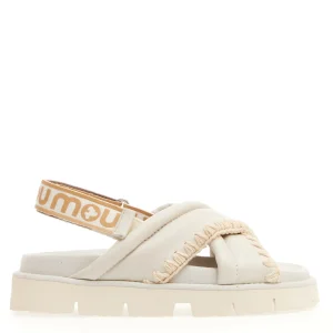 Acquista le tue MOU - White Leather Crossover Wedge