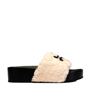 Acquista slipper in shearling logo di Tory Burch