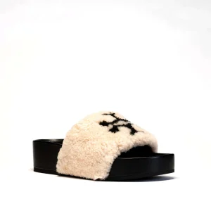 Acquista slipper in shearling logo di Tory Burch