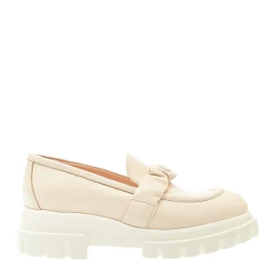 AGL - Cream Loafer: Stylish Footwear with Durable Rubber Sole