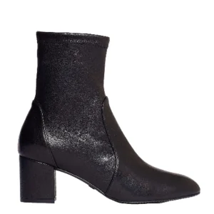 Ankle Boot in Black Stretch Leather: Elegant 60mm Heel