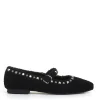 ballerina ecofur nero con cinturino e borchie