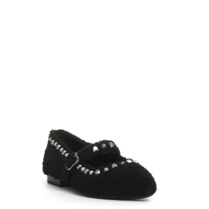 ballerina ecofur nero con cinturino e borchie