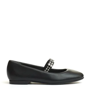 ballerina nera cinturino strass