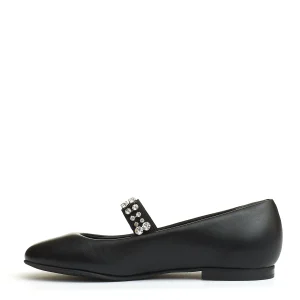 ballerina nera cinturino strass