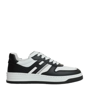 basket pelle bianco nero