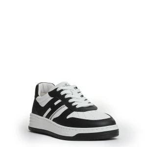 basket pelle bianco nero
