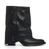 camperos con risvolto pelle nera tacco 60 mm