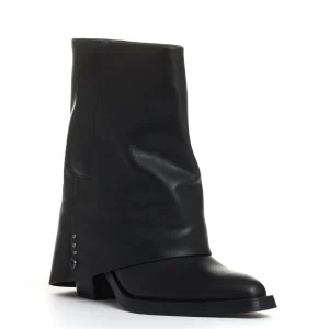 camperos con risvolto pelle nera tacco 60 mm