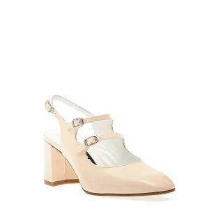 CAREL: Eleganti slingback in pelle beige con tacco 70 mm