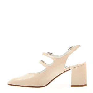 CAREL: Eleganti slingback in pelle beige con tacco 70 mm