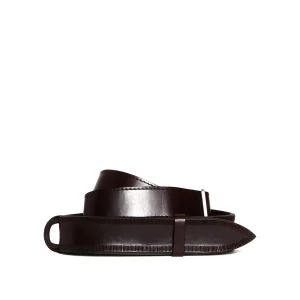 cintura nobuckle pelle bull marrone lavorata