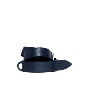 cintura nobuckle pelle martellata blu