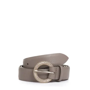 cintura taupe fibbia argento rotonda