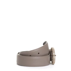 cintura taupe fibbia argento rotonda