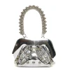 clutch argento borchie manico palline