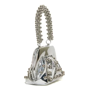 clutch argento borchie manico palline
