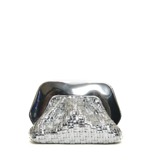 clutch argento intreccio