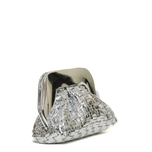 clutch argento intreccio