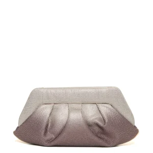 clutch strass silver rose