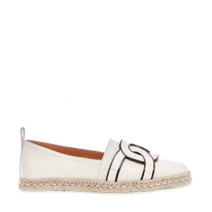Espadrillas in pelle bianca con fibbia a catena - TOD'S