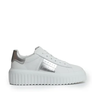 h stripes pelle bianco argento