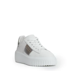 h stripes pelle bianco argento