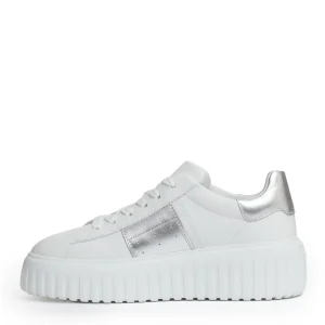 h stripes pelle bianco argento