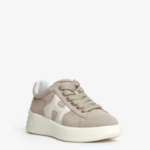 HOGAN - Sneakers Rebel in beige e suede bianco