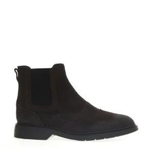 Hogan - Stivaletto in camoscio marrone con fori