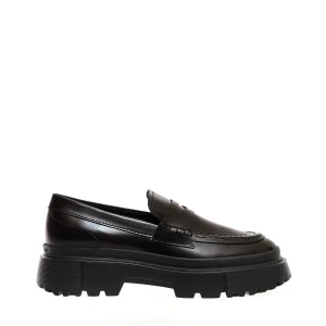 HOGAN - Stylish Black Leather Moccasins for Every Occasion