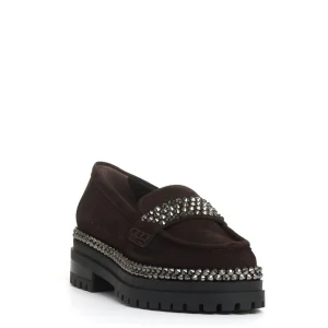 mocassino camoscio ebano con strass