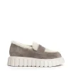 mocassino camoscio taupe e ecomontone