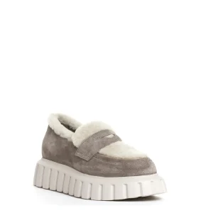 mocassino camoscio taupe e ecomontone