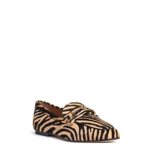 mocassino effetto cavallino beige nero