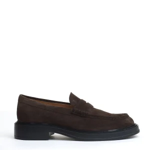 mocassino fondo grosso camoscio marrone