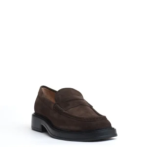 mocassino fondo grosso camoscio marrone