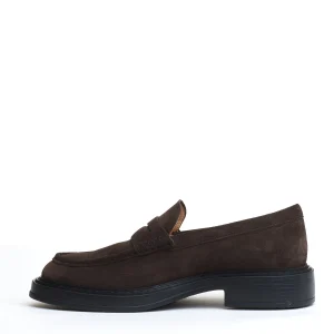 mocassino fondo grosso camoscio marrone