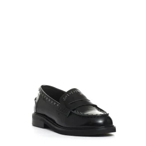 mocassino nero con borchie