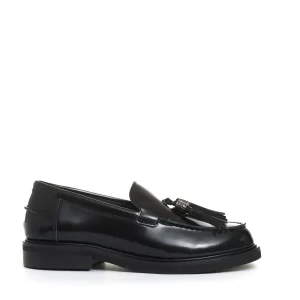 mocassino nero con nappine