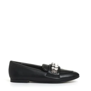mocassino nero con strass