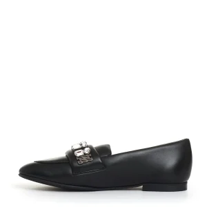 mocassino nero con strass