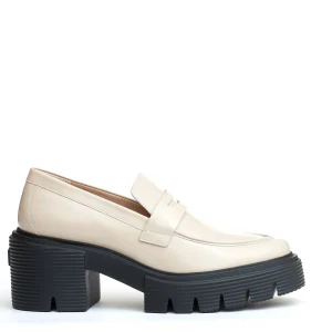 mocassino pelle beige fondo in gomma