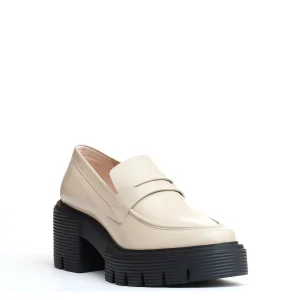 mocassino pelle beige fondo in gomma