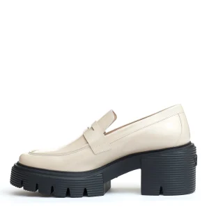 mocassino pelle beige fondo in gomma