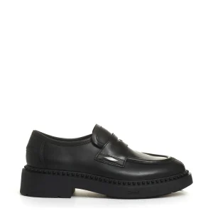 mocassino pelle nero con borchia
