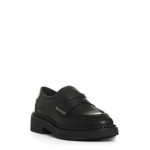 mocassino pelle nero con borchia