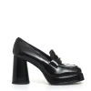 mocassino vernice nero platò tacco 90 mm