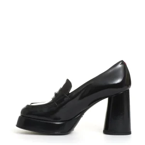 mocassino vernice nero platò tacco 90 mm