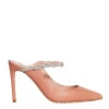 NINALILOU - Eleganti sabot in pelle nude con cinturino gioiello e tacco 90 mm